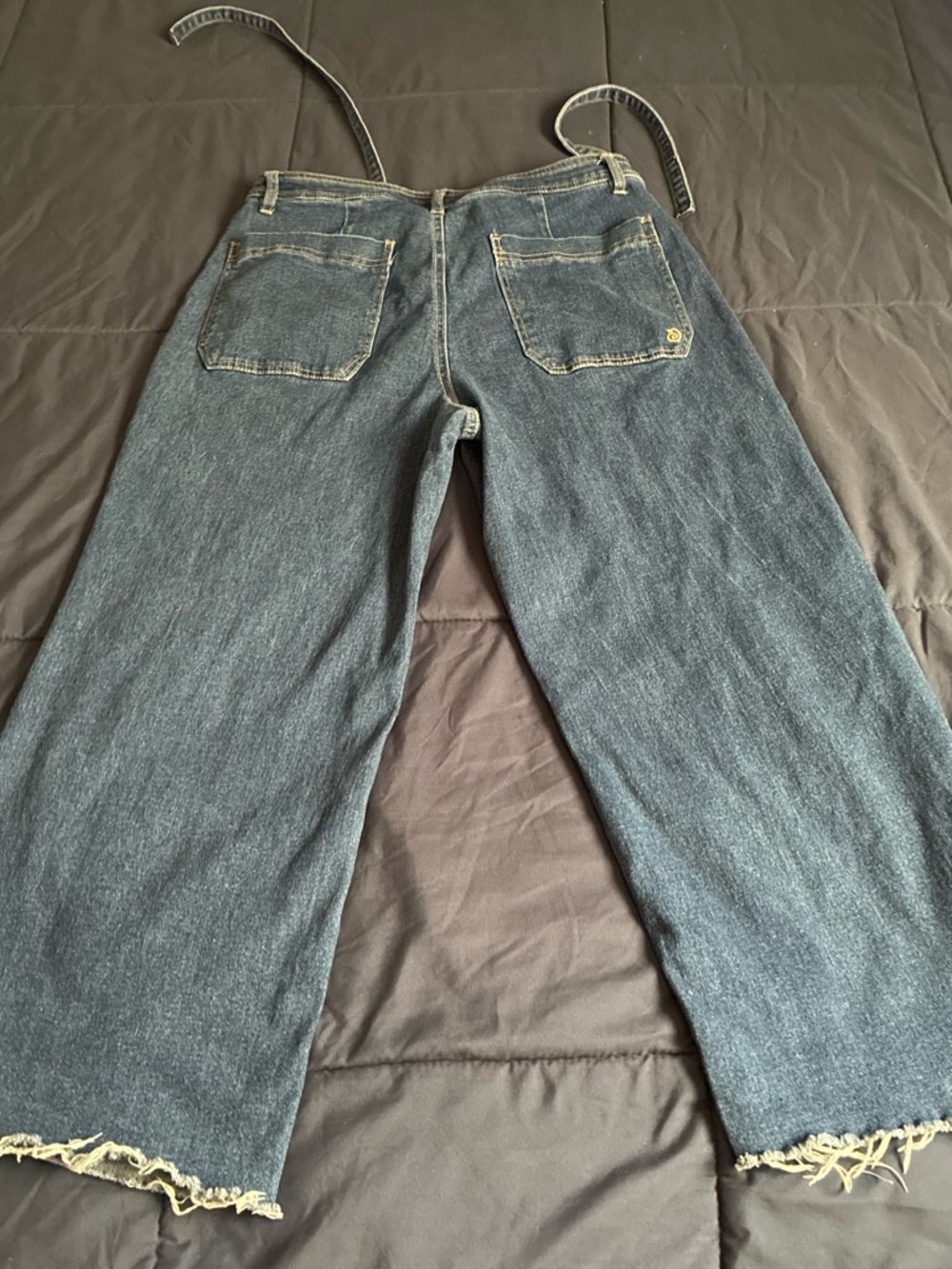 Indigo Rein Dark Blue Wide Leg Jeans with Waist Tie - Picture 2 of 4